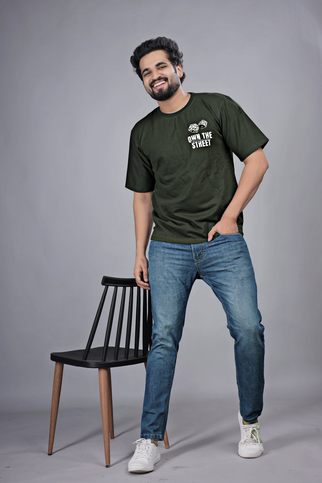 Kalio Olive Green 'Own The Street' Dice Graphic Tee - Men's Relaxed Fit Streetwear