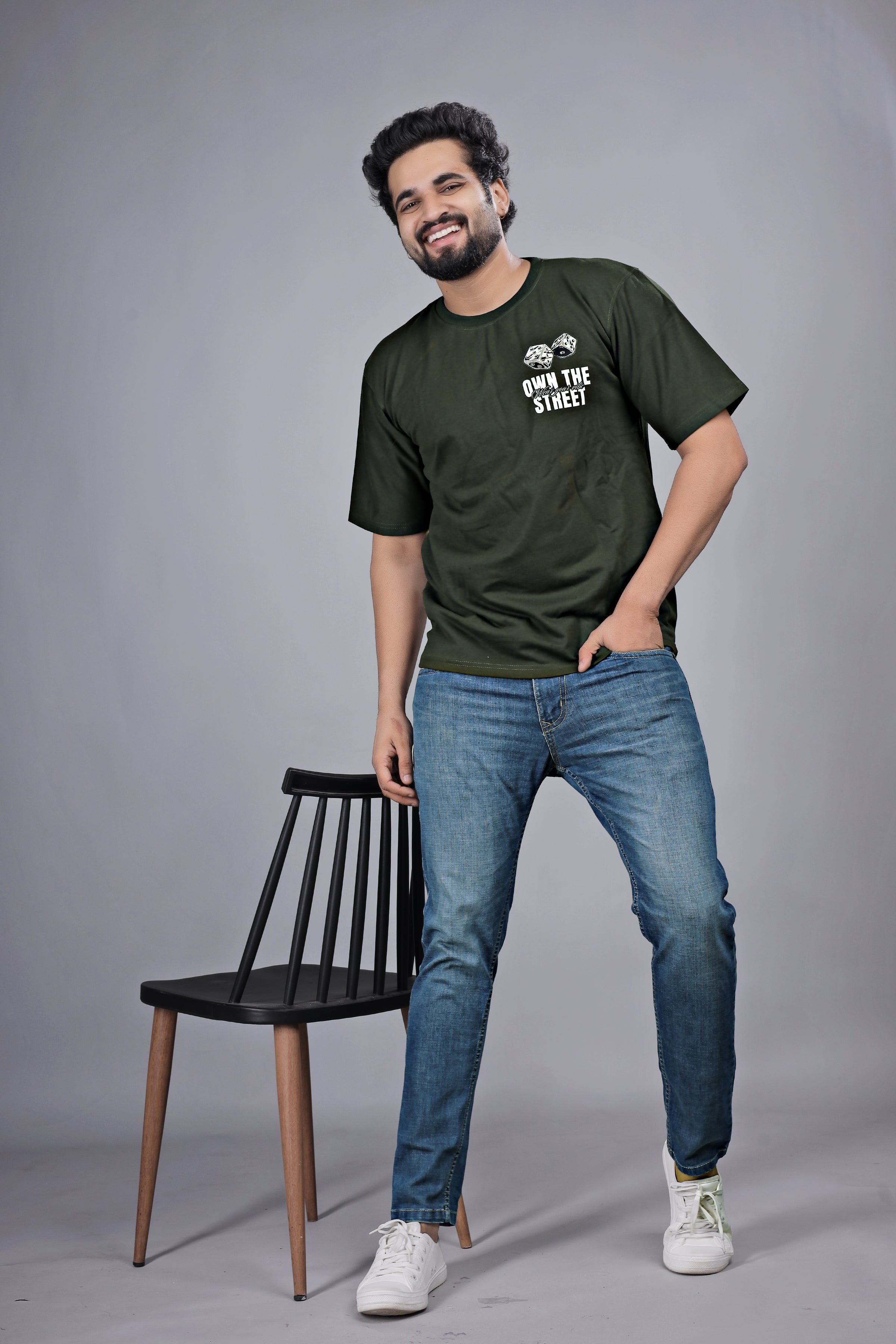 Kalio Olive Green 'Own The Street' Dice Graphic Tee - Men's Relaxed Fit Streetwear