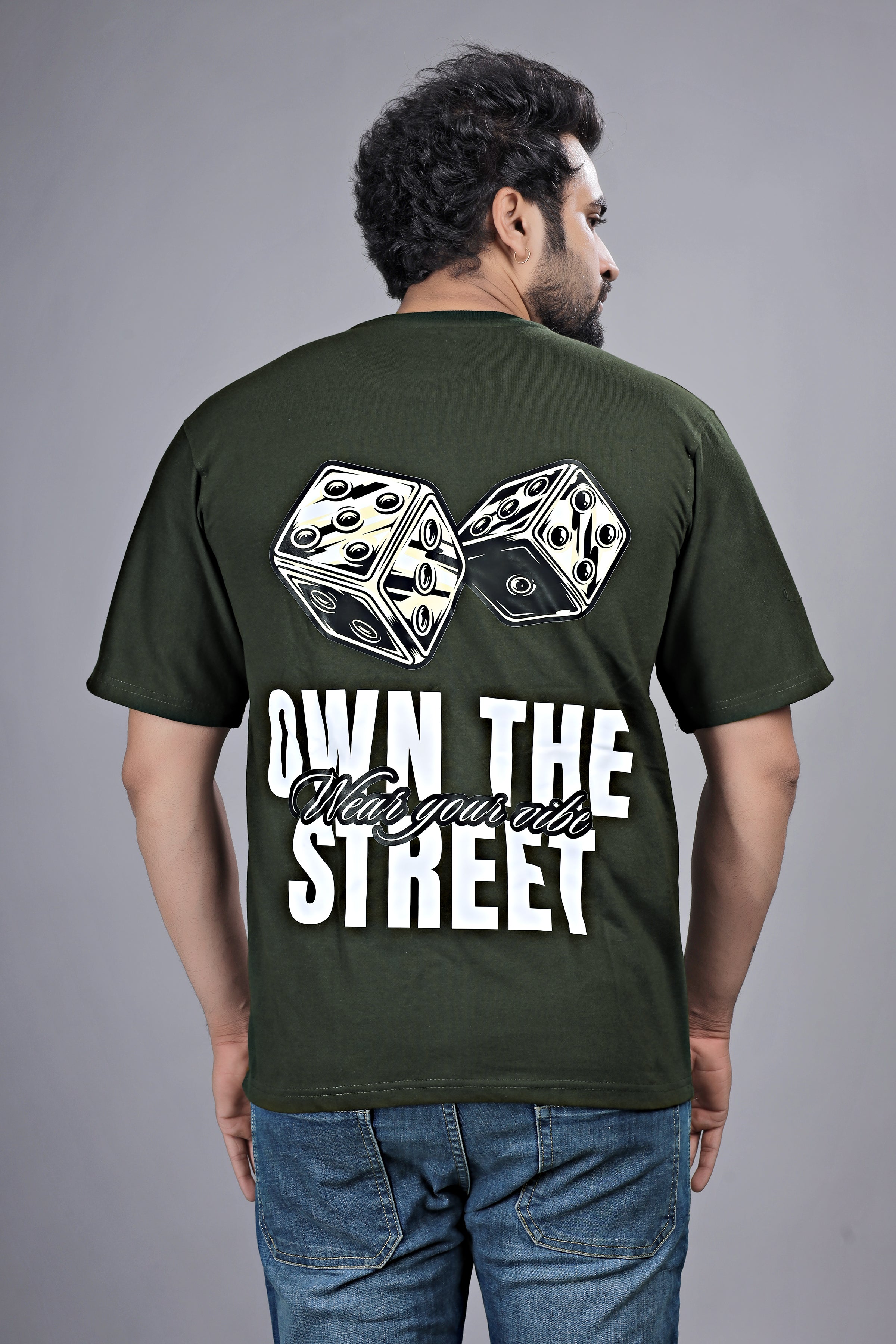 Kalio Olive Green 'Own The Street' Dice Graphic Tee - Men's Relaxed Fit Streetwear