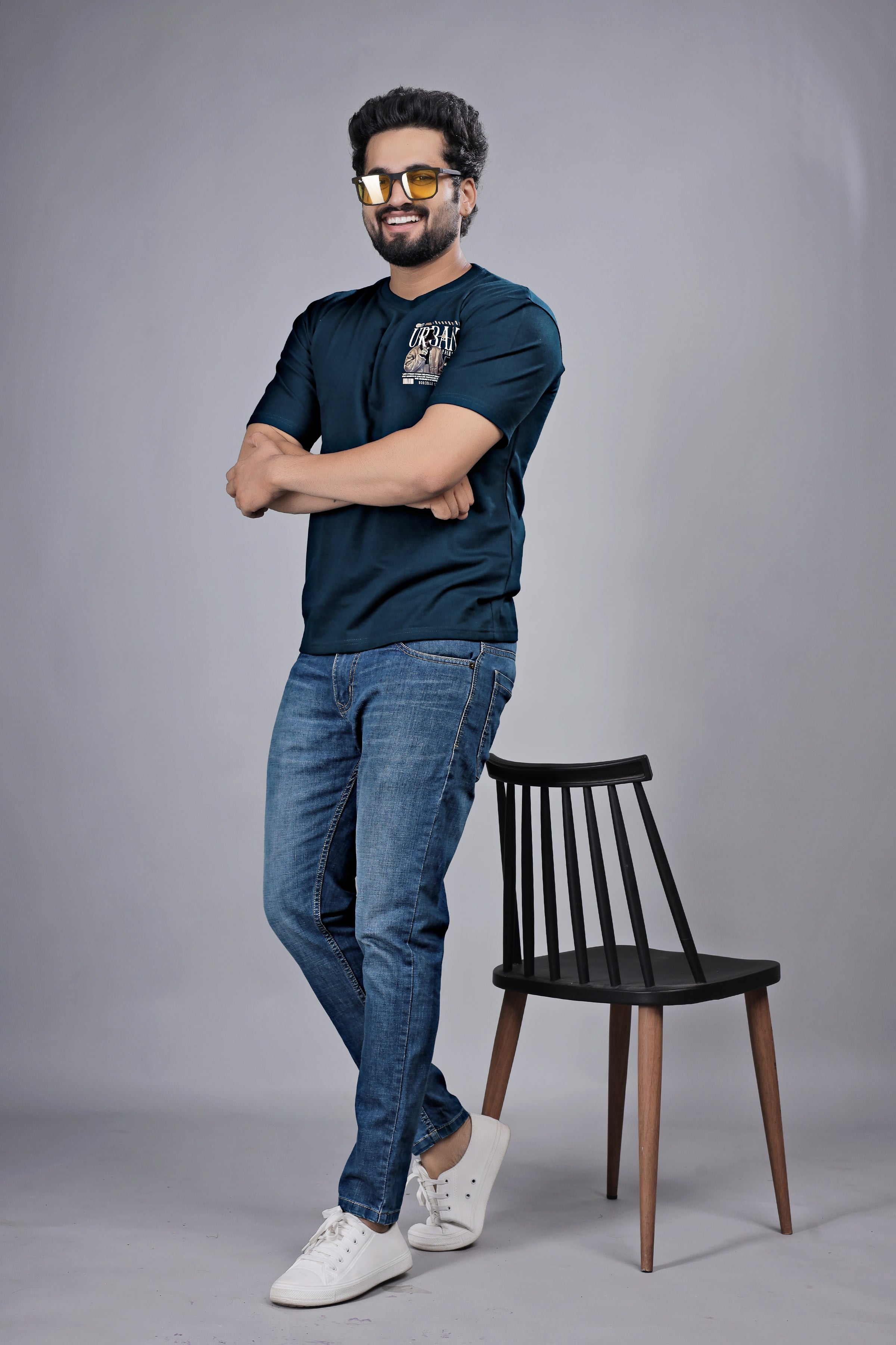 Kalio Deep Teal 'Urban Fashion' T-Shirt - Regular Fit Men's Streetwear Graphic Tee