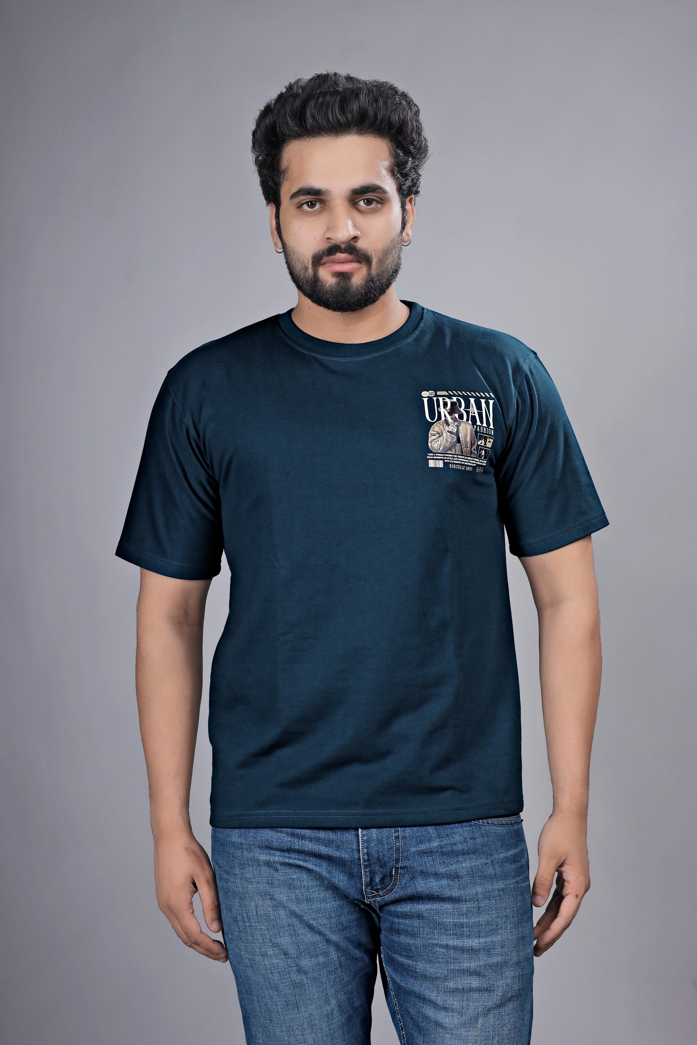 Kalio Deep Teal 'Urban Fashion' T-Shirt - Regular Fit Men's Streetwear Graphic Tee