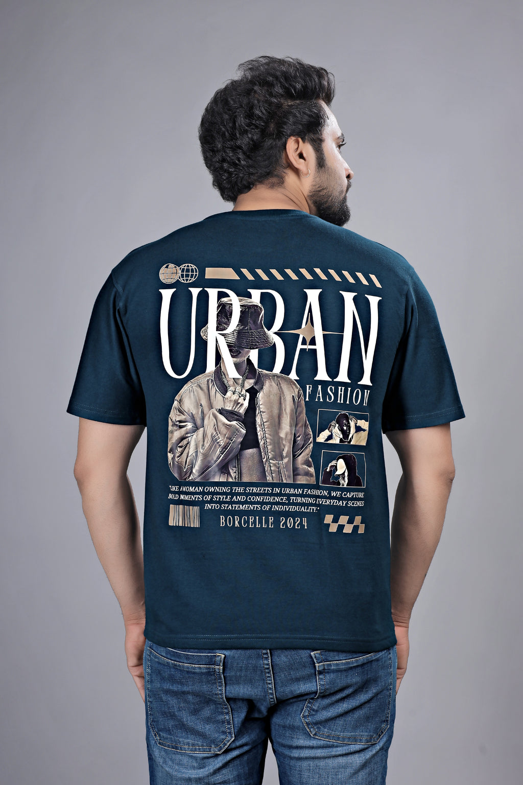 Kalio Deep Teal 'Urban Fashion' T-Shirt - Regular Fit Men's Streetwear Graphic Tee