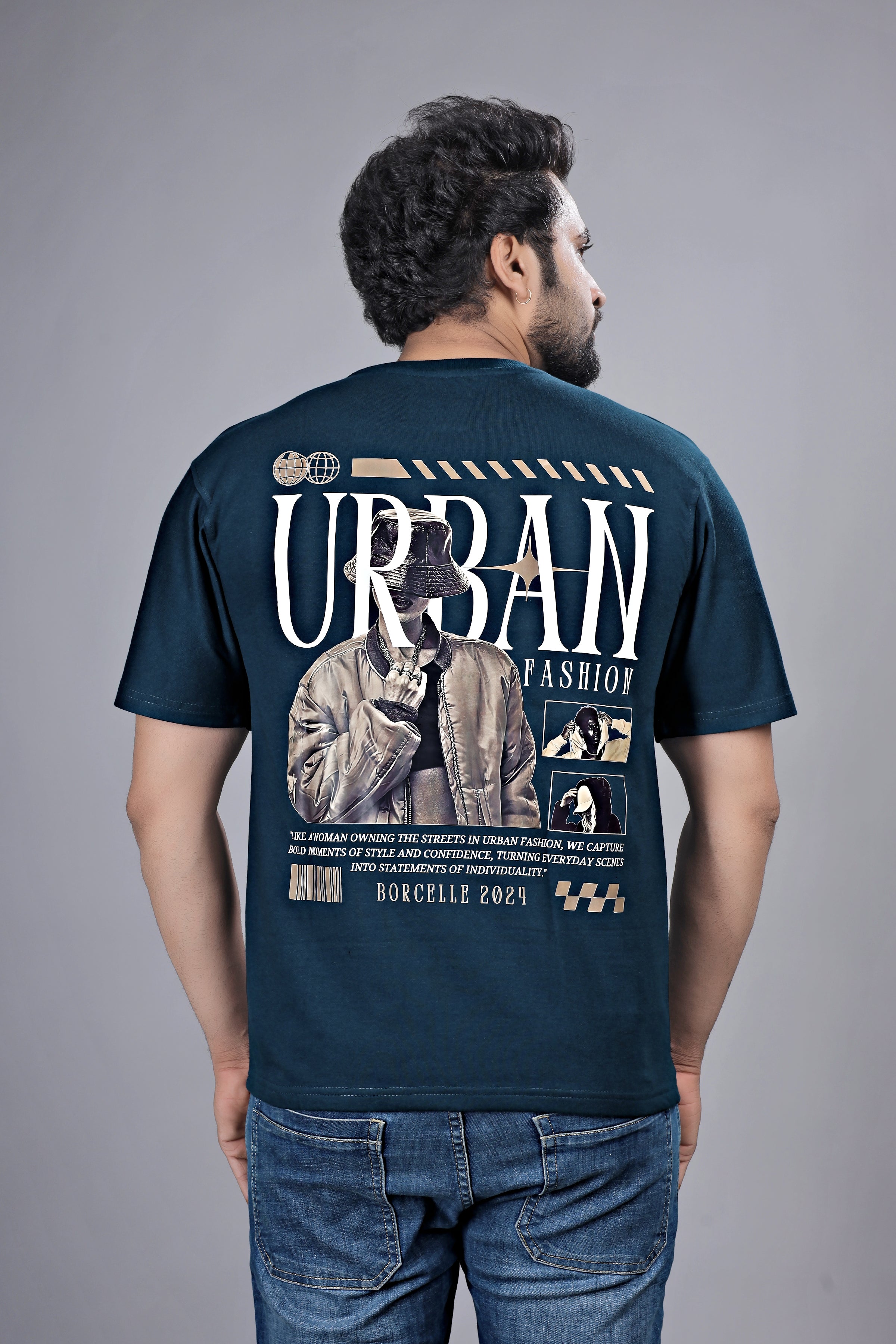 Kalio Deep Teal 'Urban Fashion' T-Shirt - Regular Fit Men's Streetwear Graphic Tee