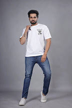 Kalio White Oversize T-Shirt for Men - 'Creative Artist' Graphic Print | Drop Shoulder Loose Fit Streetwear