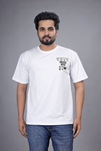 Kalio White Oversize T-Shirt for Men - 'Creative Artist' Graphic Print | Drop Shoulder Loose Fit Streetwear